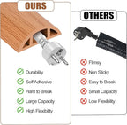 MYFAMIREA 10FT Floor Cord Cover for Wire Self Adhesive Cable Cavity Management PVC Extension Cord Hider Power Floor Wire Protector Cover Prevent Cable Trip for Office Home Outdoor (Brown Wood, 1.97'')