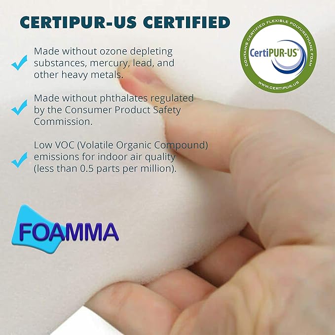 Foamma 5" x 30" x 72" High Density Upholstery Foam Cushion (Seat Replacement, Upholstery Sheet, Foam Padding) Made in USA!