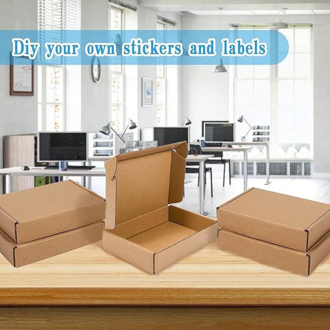 50 Pack Small Shipping Boxes,Brown Corrugated Cardboard Boxes,Internal size:5.5x3.7x1.25inches,Recyclable Corrugated Mailer Boxes for Small Bussiness Packing and Mailing