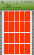 Royal Green Colored Rectangular Stickers in Neon Red (40mm x 19mm) 1.57 inch x 0.75-1000 Pack
