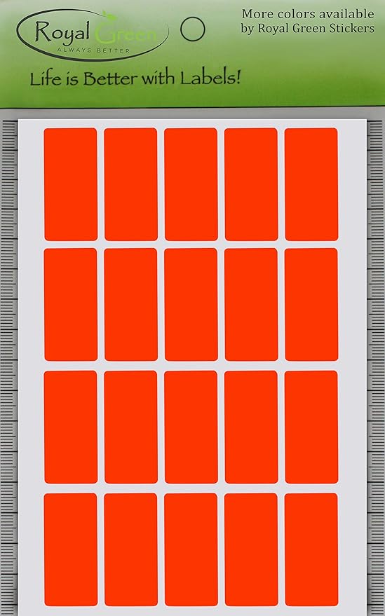 Royal Green Rectangle Shape Sticker tabs 1.57 inch x 0.75 inch Neon Red Colored File Stickers (40mm x 19) - 100 Pack
