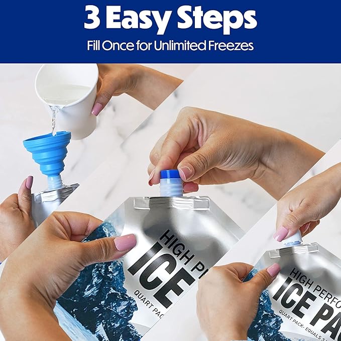 Reusable Ice Packs for Coolers Long Lasting Gel Freezer Packs for Cooler Bag Backpacks, Lunch Box, Cooler Bag, Keeps Food Cold Fresh (Small Set of 4)