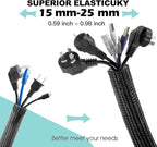 AGPTEK Cable Sleeve Cover, 20ft - 1 inch Desk Cord Organizer Cable Hider, Home Office Wire Management Computer TV Wire Loom Tubing, Pet Proof Cord Protector, from Cat Dog Chewing, Black