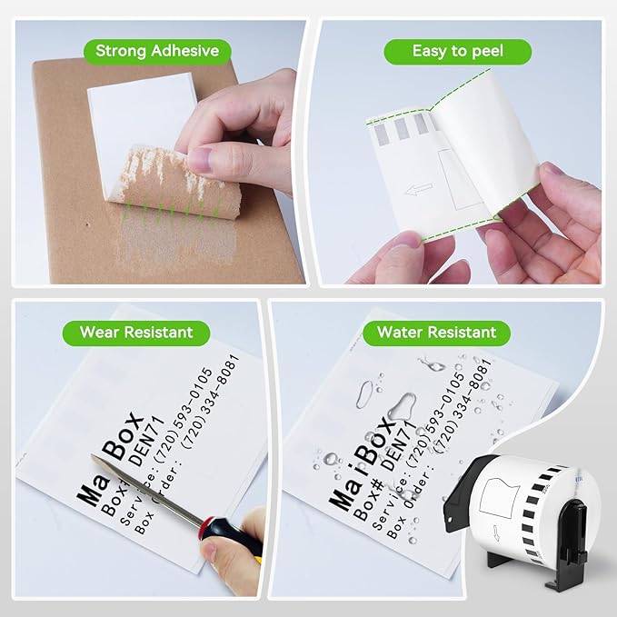 Suminey - Compatible Continuous Labels Replacement for Brother DK-2205 (2.4 in x 100 ft), Use with Brother QL Label Printers [8 Rolls+ 1 Refillable Cartridge]