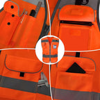 TCCFCCT Orange Safety Vest for Men Women 9 Pockets High Visibility Reflective Vest for Safety, Work Vest with Reflective Strips, Meets ANSI/ISEA Standards, Large