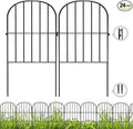 Decorative Garden Fence 24 Pack Black,24 Ft (L) X 24 in (H) Animal Barrier Fences for Small Dog, Garden Fencing Border, Arched Rustproof Metal Fence Outdoor Flower Bed Landscape Decor