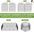 4 Panels No Dig Tall Garden Fence Panel – 48" H X 10.5' L Rustproof Metal Dog Fence Outdoor for Yard, Decorative Animal Barrier Fence for Pet, Garden Border, Patio, Flower Beds| Temporary Fencing