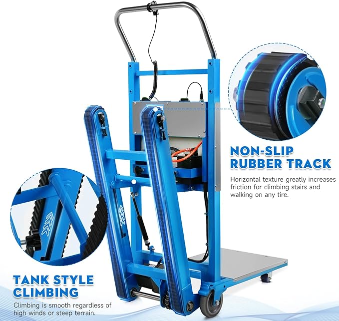 Electric Stair Climbing Dolly, 1250W Electric Stair Climbing Hand Truck, 900lbs Max Load Capacity, 3 Mode Folding Stair Climber Hand Trucks with Telescopic Handle for Moving Furniture (Blue+Black)