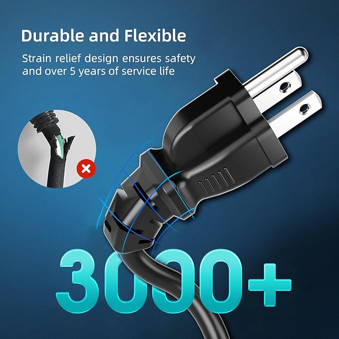 10 FT Outdoor Extension Cord Waterproof, Black, 3-Prong Power Cord, 16 AWG SJTW, 13A 1625W, Grounded, General Purpose Long Extension Cord for Lawn & Garden, ETL Listed