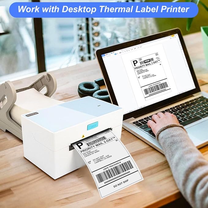OausTect 4x6 Shipping Label 500 Fanfold Labels for Rollo, Zebra Direct Thermal Printer, with Perforations