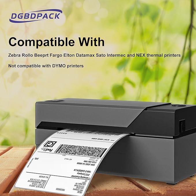 DGBDPACK Fanfold 4'' x 6'' Direct Thermal Shipping Labels 300 Labels/Stack Compatible with Zebra Rollo Beeprt Printer Ultra Adhesive