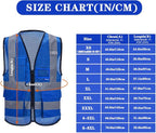 A-SAFETY High Visibility Mesh Safety Reflective Vest with Pockets and Zipper,Hi Viz Work Vest for Men Women (Blue Mesh 6XL-8XL)