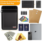 DocSafe Fireproof Document Bag (5200℉) with Fireproof Organizer Travel Case,Heat Insulated Fire＆Water Resistant 8 Layers Safe Money Bag Storage for Important Documents,Cash,Power Bank,Valuables,Black