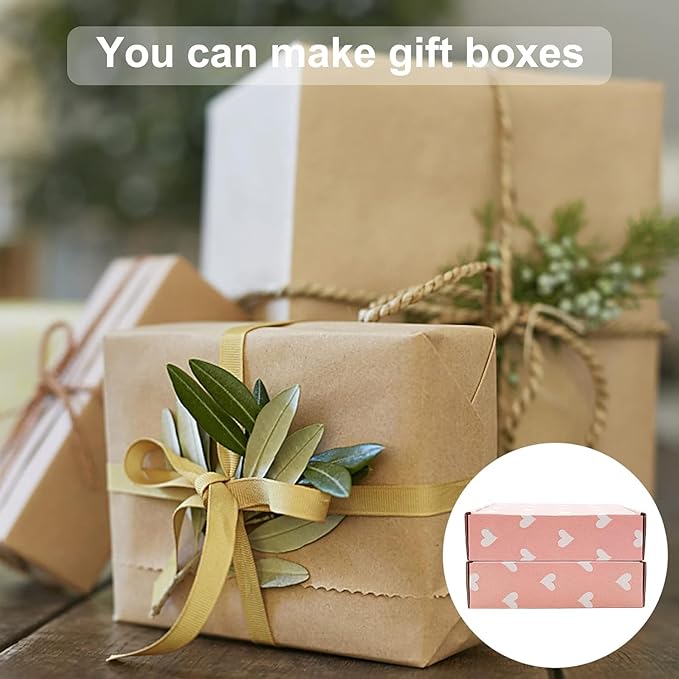 Recyclable Cardboard Small Gift Mailer Boxes for Shipping Packaging Craft Mother's Day Gifts Giving Products (Pink, 9 x 6 x 2 Inch)
