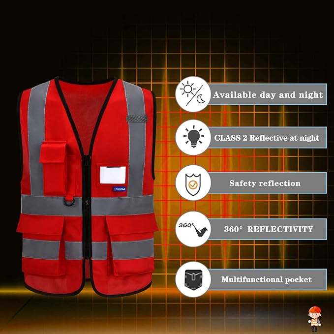 A-SAFETY 6XL 7XL 8XL Big and tall red safety vest 6xl 7xl 8xl