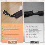 Floor Cord Cover for Wires on Floor Self Adhesive Cord Hider Floor Cable Management Wire Covers for Cords Protector Prevent Cable Trips Cord Cavity W 0.32" x H 0.32", Black Walnut, 3.3Ft