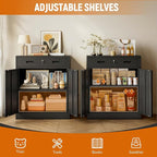 BESFUR 36" H Metal Cabinet with Lockable Drawer and 2 Lockable Doors, Black Locking Cabinet with Adjustable Shelf, Lockable Storage Cabinet for Home Office, Garage,School, Warehouse, Utility Room