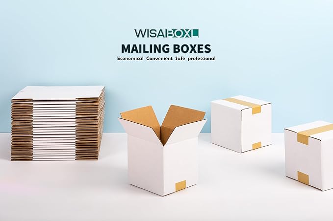 5x5x5 inch White Shipping Boxes, Corrugated Cardboard Small Boxes for Business Mailing, Packing, Moving, Storage, 30 Pack