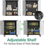 Metal Tool Cabinet,Garage Storage Cabinet System,Wall Cabinet & Locking Rolling Tool Cabinet with Doors and Adjustable Shelves,Steel Tool Cabinets for Home (10 Pcs-StyleA, Black & Grey)