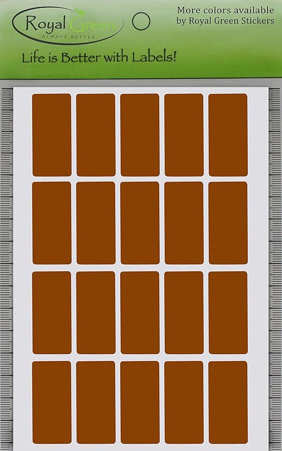Royal Green Brown Rectangle Sticker 1.57 inch x 0.75 inch Rectangular Labels (40mm x 19mm) 300 Pack