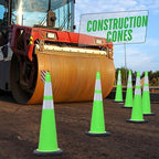BESEA 8Pack 36” inch Traffic Cones Blue Road Parking Cones Construction Safety Cone Structurally Stable for Traffic Control(Green Color)