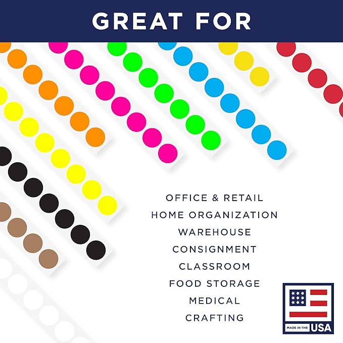 Fluorescent Pink 1-Inch Circle Dot Stickers – 1,000 Round Strong Adhesive Labels per Roll, Colored Stickers for Garage Sale Price Tags, Classroom, Inventory, Office & Yard Sale Supplies, Made in USA