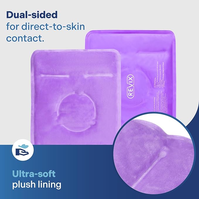 REVIX Reusable Knee Ice Pack Wrap for Post-Workout Recovery, Gel Ice Pack Knee with Cold Compression Therapy, Soft Plush Cover and Hands-Free Application, A Set of Two