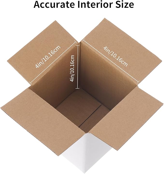 FARRAY Shipping Boxes 4x4x4 inches (Inner Size), 50 Pack Sturdy Kraft Corrugated Small Cardboard Boxes for Mailing Packing,White