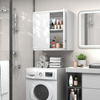 GREATMEET Metal Wall Cabinet, Wall Mounted Storage Cabinet with Lock for Garage Storage, White Floating Cabinet with Doors and Adjustable Shelf for Utility Room
