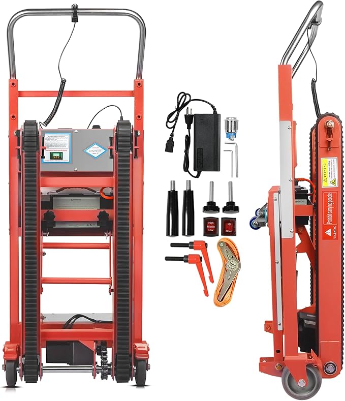 Electric Stair Climbing Hand Trucks Dolly Cart, 900lb Capacity Heavy Duty Stair Climber with Ropes, Carry Heavy Objects Up and Down Stairs Effortless for Furniture Logistics Warehouse