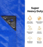 WHITEDUCK 12' x 20' Super Heavy Duty Poly Tarp Thick 16 Mil, Waterproof 100% UV Resistant Rip/Tear Proof Tarp w/Rustproof Grommets & Reinforced Edges (Blue,16 mil Finished Size: 11'6"x19'6")