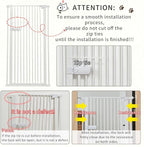 Lumizone Extra Tall Cat Gate 55.12" High Pressure Mounted Extra Wide 2025 New (17 Sizes) 1.37" Gap No Drilling Auto-Close One-Handed Operation Tall Pet Gate for Dogs(White, 55.12" H x 88.58"-92.71" W)