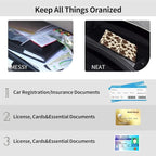 Car Registration and Insurance Card Holder,Leather Vehicle Card Document Glove Box Organizer,Paperwork Wallet Case for Driver's License,ID,Key Information Cards,Men & Women,Brown Cow Print Pattern