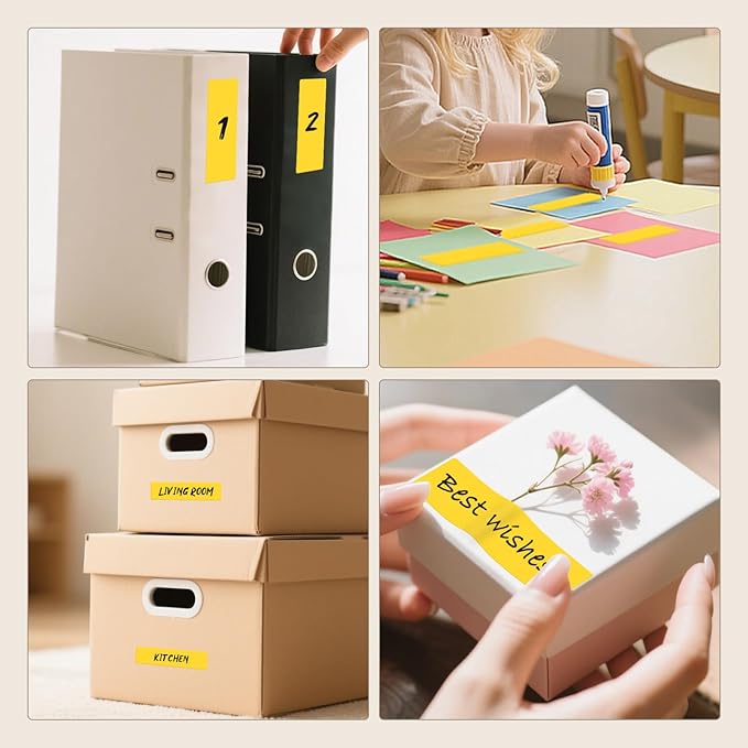 3 × 1 Inches Yellow Rectangle Color Coding Labels 1000 PCS, Self-Adhesive Writable Waterproof Vinyl Blank Sticker Roll for Office Home School Business