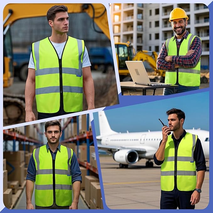 BeautyWill 10/20 Pack Custom Logo Safety Vest,Bulk High Visibility Class 2 Reflective Work Vests