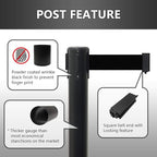 VIP Crowd Control Retractable Belt Stanchion Queue Safety Barrier Set, 36" Ht, 78" Belt + Wall Bracket (6 YEL Posts Blue Belt + SFrame + WBracket)