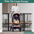 Fairy Baby 29.5"-40.5" Extra Wide Baby Gate, Pressure Mount Long Dog Gates for House Stairs Doorways, Auto Close Metal Safety Child Gate with Door No Drilling, Tension Pet Gate Indoor, Black