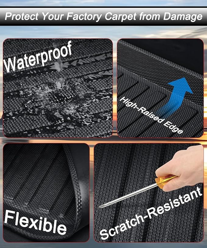 Aiqiying Floor Mats Compatible with Ford Escape 2020-2025 Models，All Weather Carpet Liners Waterproof Durable Custom-Fit Front Rear Full Set Protection TPE Accessories