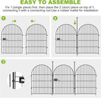 ADAVIN Garden Fence Animal Barrier with Gate 36 in(H)×17.5 Ft(L) 8 Panels,Rustproof Metal Wire Tall Fencing Border for Dogs Rabbits,Outdoor no dig pet Fences, Arched Black Flower Edging for Yard