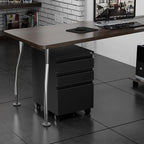 3 Drawer File Cabinet with Wheels, Metal Filing Cabinet with Lock, Office Rolling File Cabinets for A4/Legal/Letter Size, Assembly Required, Black