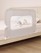 BABELIO Bed Rail for Toddlers, 43" Wide Swing Down & Adjustable Height Toddler Bed Rails for Kids/Elderly/Adults, Baby Side Railing for Twin/Full/Queen/King Size