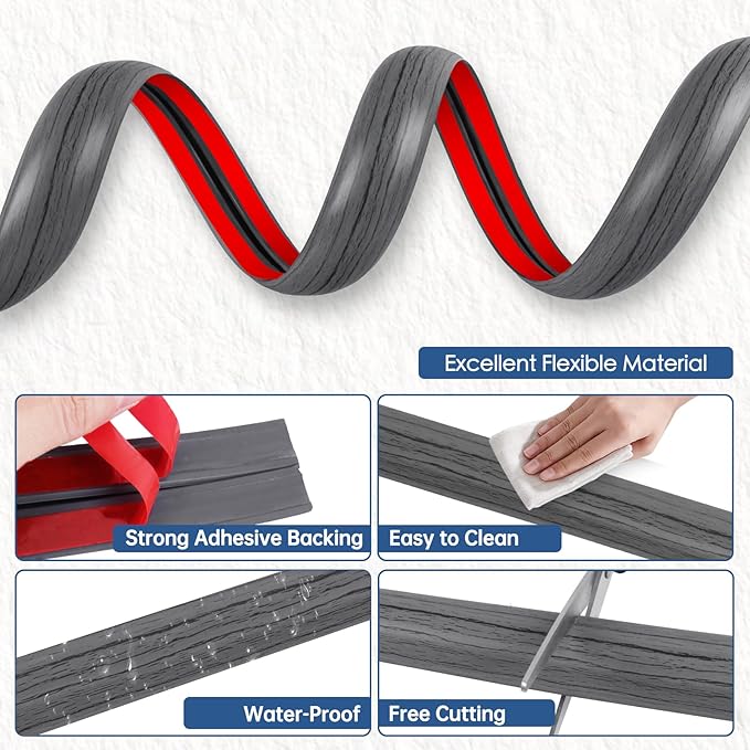 Floor Cord Cover for Wires on Floor Self Adhesive Cord Hider Floor Cable Management Wire Covers for Cords Protector Prevent Cable Trips Cord Cavity W 0.59" x H 0.31", Deep Gray Wood, 10Ft