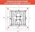 Cargo Net Motorcycle Fuel Tank Net Natural Latex Core, 15"x 15" Extends to 30"x 30" with 2"x 2" Mesh for Motorcycle Helmets, Bikes, ATVs, UTVs, Luggage (Black, 1 Pack)