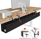 Univivi No Drill Under Desk Cable Management Tray, 48" Cord Organizer for Table, Clamp/Screw Mount Desk Cable Management, Premium Fabric Cable Management Tray for Office, Home (Extra Large)