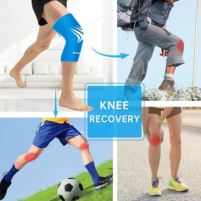 Extended Leg Knee Ice Pack Wrap for Injuries Compression, Reusable Soft Gel Freeze Knees Brace for Swelling Replacement Surgery, Cold Therapy for Arthritis, Meniscus Tear (Knee-Blue-2 Pack)