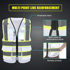 AYKRM 11 color High Vis Reflective Safety Vest for Women Men Security Pocket Zipper