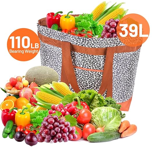 Insulated Reusable Tote Bag for Grocery Shopping for Women/Men, Pizza/Food Delivery Bag to Keep Food Cold/Hot for Commercial Delivery Services, Cooler bags for Travel/Beach/Picnic, Cow Print
