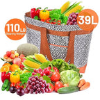 2Pk Insulated Reusable Tote Bag for Grocery Shopping for Women/Men, Pizza/Food Delivery Bag to Keep Food Cold/Hot for Professional Catering, Cooler Bags for Travel/Beach/Picnic, Cow Print
