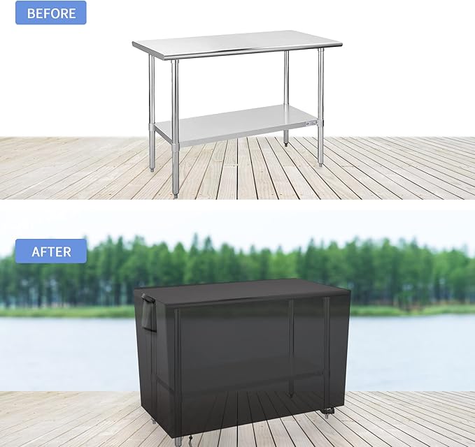 Outdoor Prep Table Cover 72 Inch,Waterproof Patio Stainless Steel Metal BBQ Table Cover All Season Protection for Outdoor Table - 72 x 24 x 35 Inch