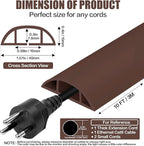 Floor Cord Cover Self Adhesive Cord Hider,10FT Cable Management, Extension Strip Protector for Wires, Prevent Cable Trips for Offices, Gyms, Exhibitions Cavity:0.51"(W) x 0.3"(H) Coffee